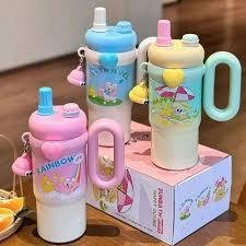 850ML Copo Térmico Infantil Rainbow Sip – Edição Especial com Chaveiro Kawaii