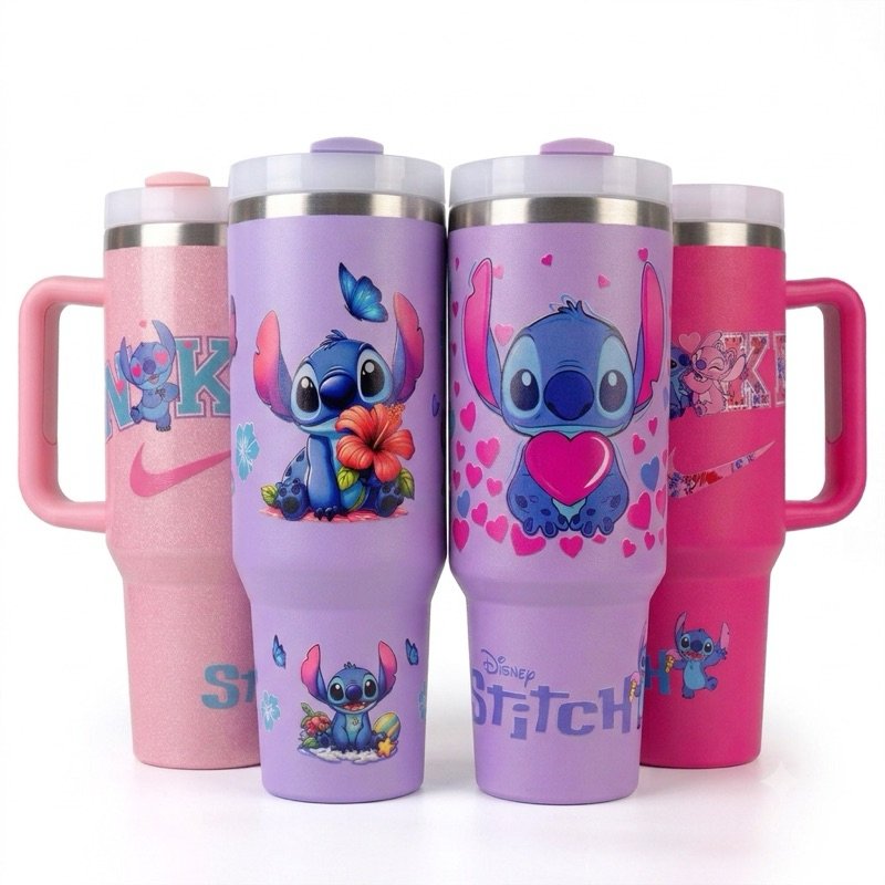 Copo Garrafa Termica Stitch Infantil 1200ml Canudo