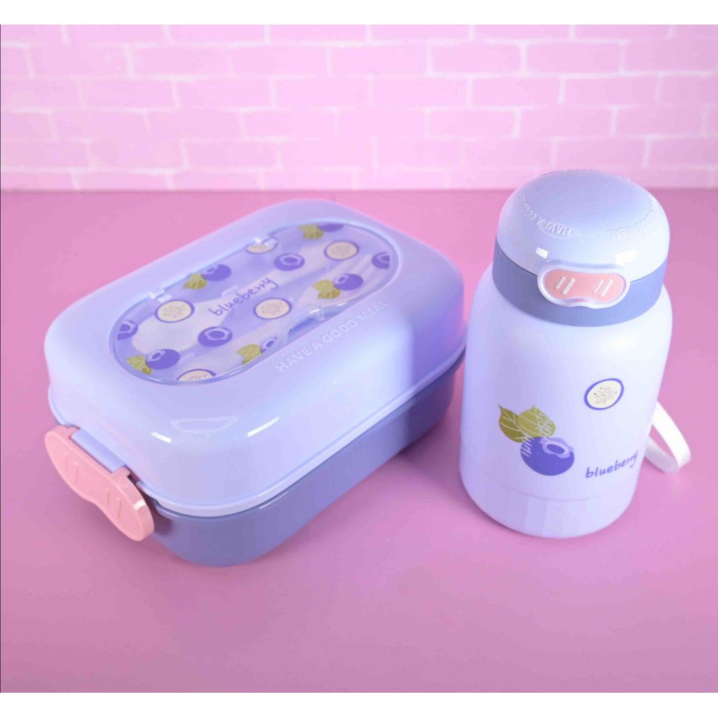 Kit Lancheira Infantil E Garrafa Marmita Hermética e Talheres